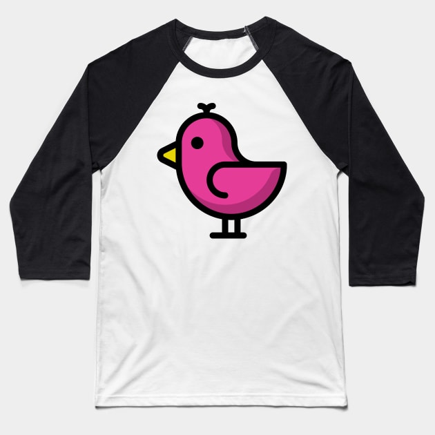 Little Big Bird Birdie Pink Baseball T-Shirt by BradleyHeal